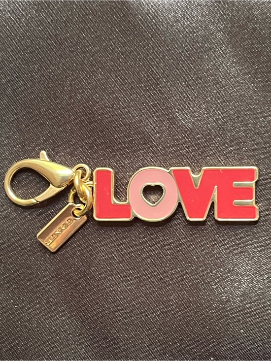 Coach Accessories - Coach Red & Pink LOVE Enamel Charm Keychain